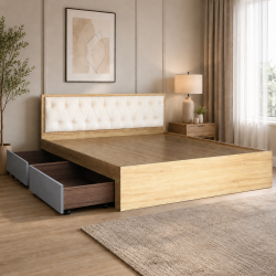 Giường ngủ gỗ công nghiệp 2 ngăn kéo sang trọng hiện đại GCN53