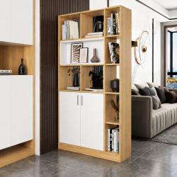 Tủ kệ sách gỗ trang trí làm vách ngăn phòng khách đẹp KSG120