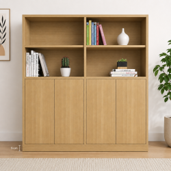 Tủ sách thấp gỗ công nghiệp để tài liệu văn phòng 120x120cm KSG164