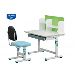 Bộ bàn ghế học sinh khung thép mặt gỗ có giá sách The One BHS31-1