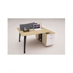 Bàn làm việc chân sắt mặt gỗ kèm hộc 140x120cm NT190 1904B12-2H 
