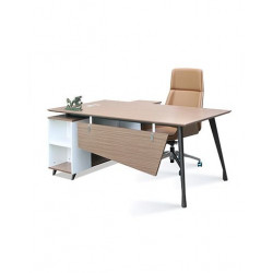 Bàn lãnh đạo chân sắt mặt gỗ có tủ phụ liền 1m8 NT190 1904BLD08
