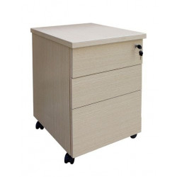 Hộc gỗ MFC 3 ngăn kéo có khóa bánh xe di động NT190 HG02B