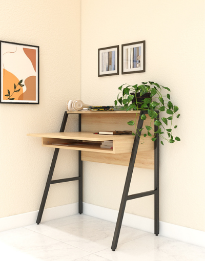 Bàn học sinh có kệ sách khung sắt mặt gỗ BGK02-85