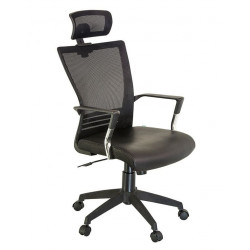 Ghế xoay văn phòng lưng lưới đệm da PU có tựa đầu NT190 GX402B