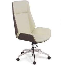 Ghế xoay da PU lưng trung ốp gỗ veneer chân hợp kim NT190 GX602B-HK(S5)