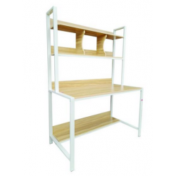 Bàn học và làm việc xuân hòa có kệ giá sách liền bàn khung sắt mặt gỗ BLV-02-00