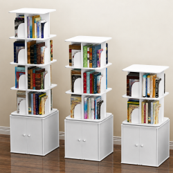 Giá kệ sách gỗ xoay tròn 360 độ có tủ để đồ tiện dụng 2,3,4,5 tầng KSG187