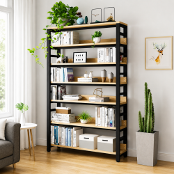 Kệ sách khung sắt đợt gỗ 6 tầng để đồ trang trí KSG200
