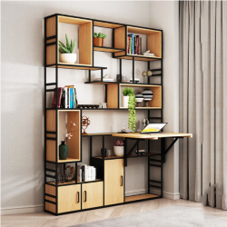 Kệ sắt đợt gỗ kết hợp bàn học gấp gọn KSG253