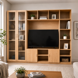 Tủ kệ gỗ để tivi 2m4 kết hợp trang trí phòng khách hiện đại KST80