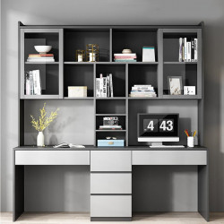 Bàn học đôi cho 2 bé có giá sách bằng gỗ đẹp BGK49