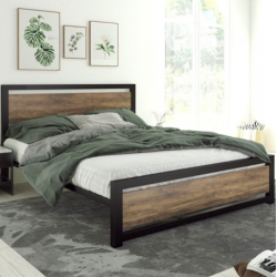 Giường ngủ đơn 1 người nằm khung sắt ốp gỗ rộng 100cm GSD20