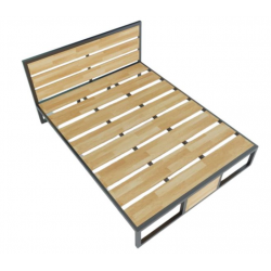 giường ngủ đôi 1m8x2m khung sắt nan gỗ GSD60
