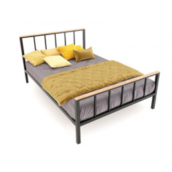 Giường ngủ gia đình khách sạn 1m8x2m khung sắt dát gỗ GSD71