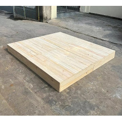 Giường pallet ghép tấm, mặt nan kín gỗ tự nhiên cao 20cm GPL08 – Giường phản kệ đệm nằm dưới đất tiết kiệm không gian