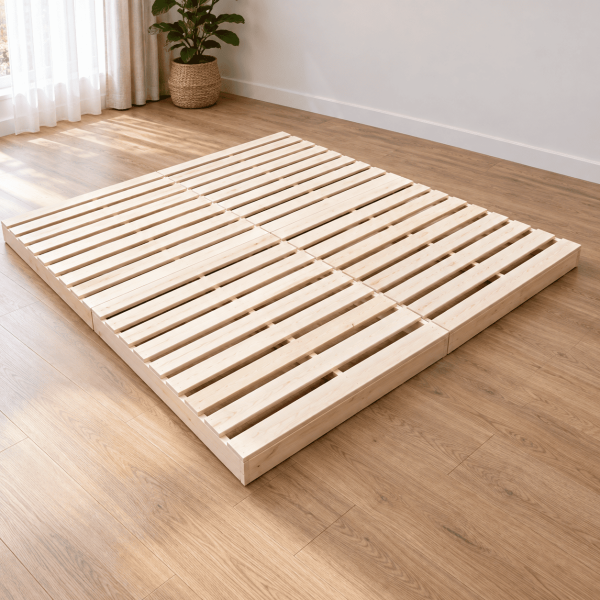 Giường pallet gỗ hộp kê đệm kín gầm cao 10cm giá rẻ GPL17