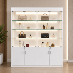 Tủ gỗ cánh kính có đèn LED trưng bày mỹ phẩm túi xách TK31