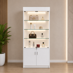 Tủ gỗ cánh kính mở có đèn LED trưng bày mỹ phẩm TK31
