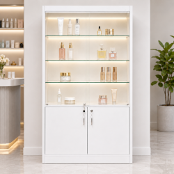 Tủ gỗ cánh kính lùa có đèn LED trưng bày mỹ phẩm TK48