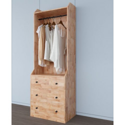 Tủ treo quần áo hộc 3 ngăn kéo gỗ cao su TQA140