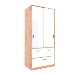 Tủ đựng quần áo cửa lùa có hộc ngăn kéo bằng gỗ cao su TQA153