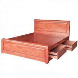 Giường ngủ có ngăn kéo gỗ hương đá tự nhiên bền đẹp GGN17