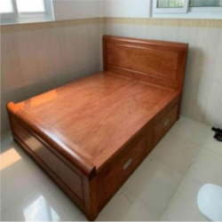 Giường ngủ đôi có ngăn kéo 1m6 gỗ thịt hương đá GGN17