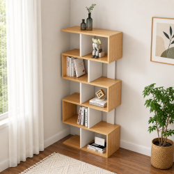Giá kệ sách gỗ đứng ziczac trang trí đẹp hiện đại GKG05