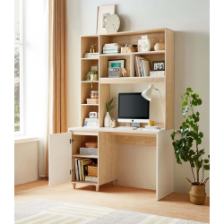 Bàn học làm việc tại nhà có giá sách bằng gỗ BLK01
