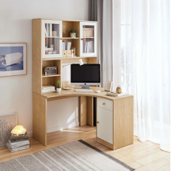 Bàn học làm việc lượn góc chữ L có giá sách BLK06