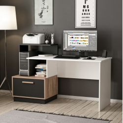 Bàn học làm việc kèm hộc tủ cánh lật có giá sách BLK12