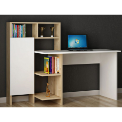 Bàn học liền giá kệ sách gỗ công nghiệp có cánh tủ BLK26