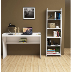 Bàn gỗ làm việc học tập nhỏ gọn kèm giá kệ sách BLK44