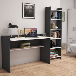 Bàn gỗ làm việc học tập nhỏ gọn kèm giá kệ sách BLK44