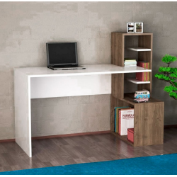 Bàn gỗ công nghiệp học tập làm việc có chân liền giá sách BLK55