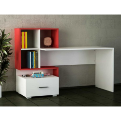 Bàn gỗ học tập làm việc có chân liền ngăn kéo và giá sách BLK57