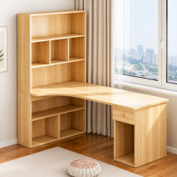 Bàn Học Liền Giá Sách Để Góc Tường Gỗ MDF Tiện Dụng BLK77