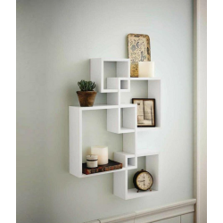 Mẫu giá kệ sách gỗ ô vuông trang trí treo tường phòng khách đẹp KGT46