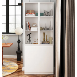 Tủ kệ sách đứng gỗ công nghiệp cánh nhôm kính để đồ trang trí KGĐ24