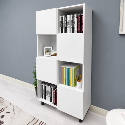 Tủ sách gỗ MDF KGD126 cao 150cm 8 ô vuông có cánh