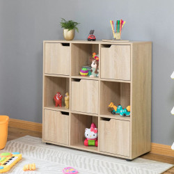 Tủ gỗ thấp để sách cho bé 9 ô vuông đẹp KGĐ132