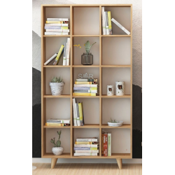 Giá kệ đứng 15 ô vuông chân gỗ đựng sách tài liệu KGĐ134