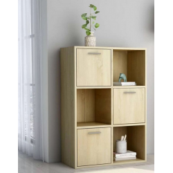 Tủ gỗ thấp 6 ô vuông có cánh mở để sách KGĐ136