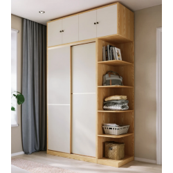 Tủ quần áo cửa trượt cánh lùa gỗ cao trồng tầng kết hợp kệ góc TAO16