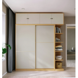 Mẫu tủ quần áo gỗ cánh lùa rộng 2m cao trồng tầng kết hợp kệ góc TAO17