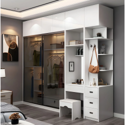 Tủ quần áo cánh kính lùa 2 tầng kết hợp bàn kệ góc đẹp thông minh TAO20