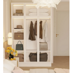 Tủ quần áo gỗ 2 tầng cánh nhôm kính có đèn LED đẹp hiện đại TAO23