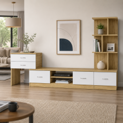 Kệ tivi gỗ kết hợp tủ trang trí nhiều ngăn đẹp hiện đại TKTV04