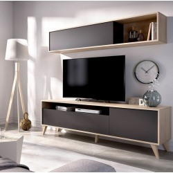 Kệ tivi phòng khách có chân gỗ kết hợp kệ treo tiện dụng TKTV18